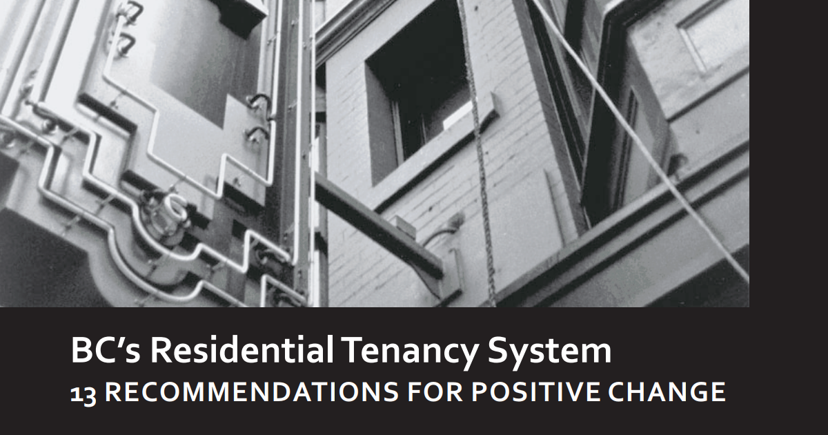 Image of building with BC's residential Tenancy System report title text below