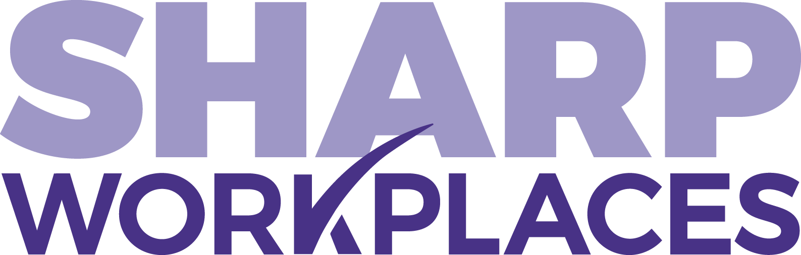 SHARP Workplaces logo with large purple letters